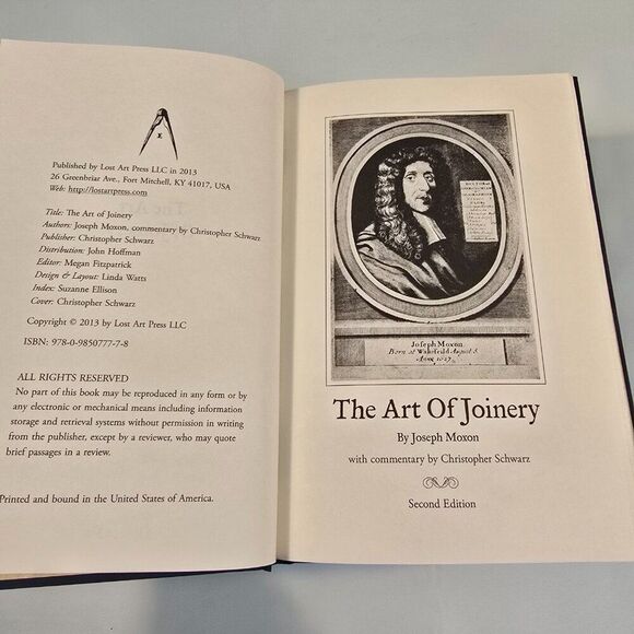 THE ART OF JOINERY Joseph Moxon 2013 Hardcover Book Lost Art Press 2nd Edition - Picture 3 of 8